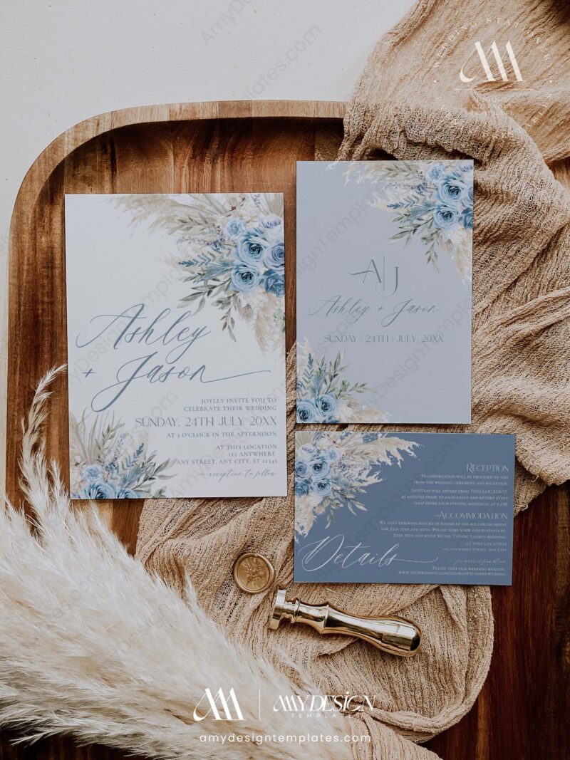 7+ Modern Blue Wedding Invitation Templates Amy Design