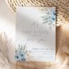 Rustic Blue Save our Date Card | Save The Date Template with Photo | Pampas Grass Rustic Blue Save our Date Card E013