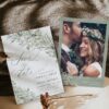 Sage Green Save The Date Card | Greenery Wedding Save Our Dates Template with Photo Sage Green Save The Date Card E022