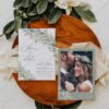 Sage Green Save The Date Card | Greenery Wedding Save Our Dates Template with Photo Sage Green Save The Date Card E022