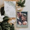 Sage Green Save The Date Card | Greenery Wedding Save Our Dates Template with Photo Sage Green Save The Date Card E022