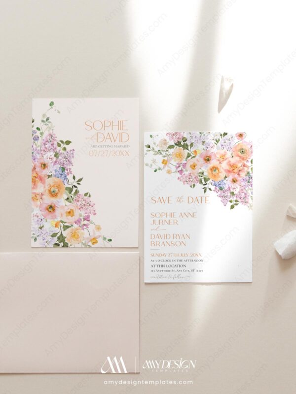 Spring Floral Save The Date Wedding Template E023