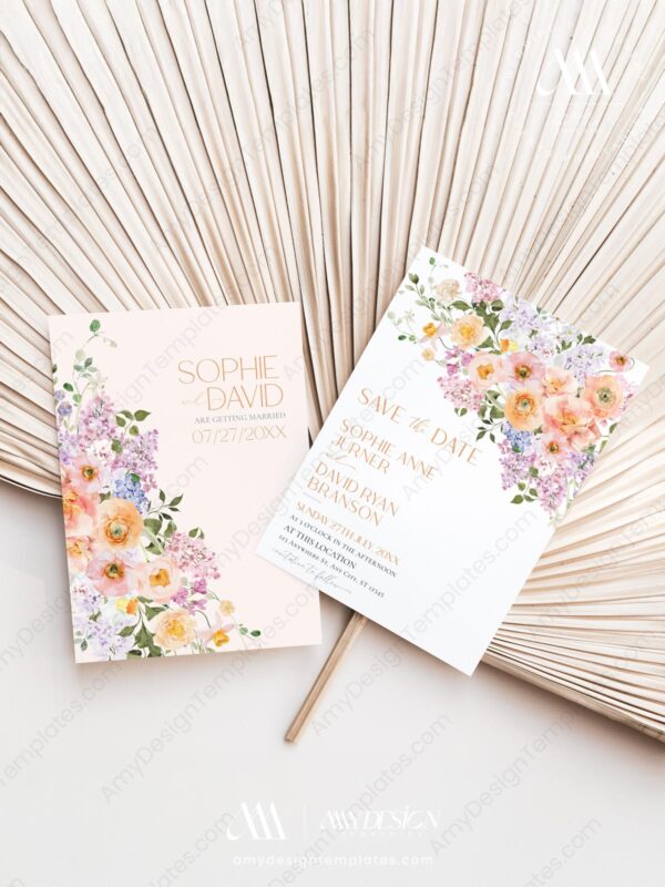 Spring Floral Save The Date Wedding Template E023