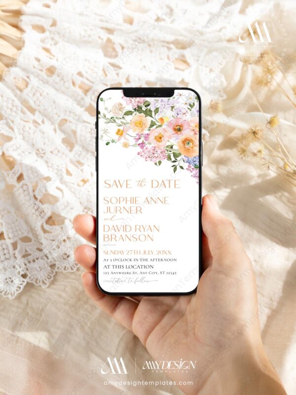 Spring Floral Save The Date Wedding Template E023