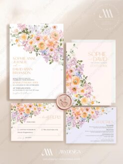 Bright Floral Wedding Invitation Template – Editable Spring Garden Set