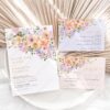 Summer Spring Floral Wedding Invitation Card | Wedding Suite Template | Peach Purple Colorful Flowers