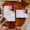 Maroon Wedding Invitation Template Set | Burgundy Wedding Invite Card | Rustic Wedding