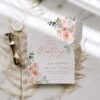 Dusty Pink Wedding Invitation Card Template | Floral Wedding Set Printable | Dusty Roses Boho Arch