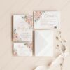 Dusty Pink Wedding Invitation Card Template | Floral Wedding Set Printable | Dusty Roses Boho Arch