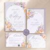 Floral Wedding Invitation Card Printable | Purple Peach Wedding Invite Template Floral Wedding Invitation Card Printable | Purple Peach Wedding Invite Template