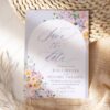 Purple Floral Wedding Save The Date Card E045