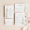 Wildflower Wedding Invitations Template Set | Minimalist Wedding Invite Card Wildflower Wedding Invitations Template Set | Minimalist Wedding Invite Card