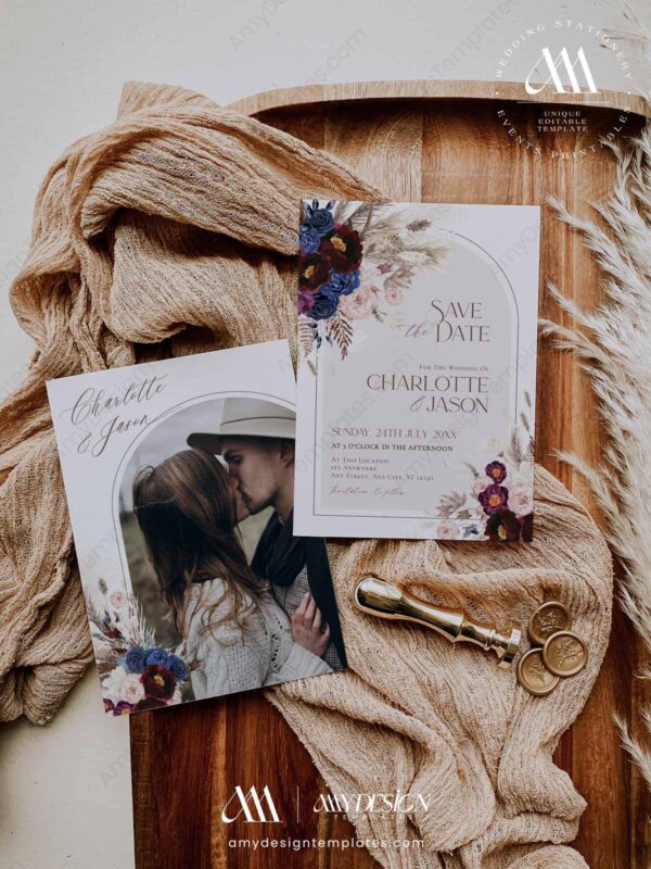 Maroon Burgundy Save the Date E053