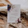 Maroon Burgundy Save the Date | Boho Save The Date Template | Wedding Save Our Date Invitation Maroon Burgundy Save the Date E053