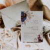 Maroon Burgundy Save the Date | Boho Save The Date Template | Wedding Save Our Date Invitation Maroon Burgundy Save the Date E053