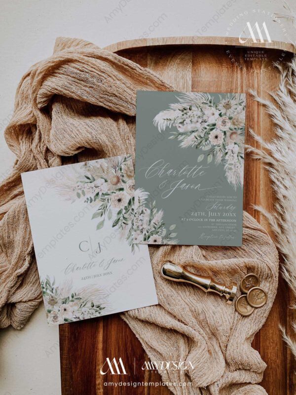 Rustic Greenery Wedding Invitation Card | Sage Green Wedding Set Rustic Greenery Wedding Invitation Card | Sage Green Wedding Set