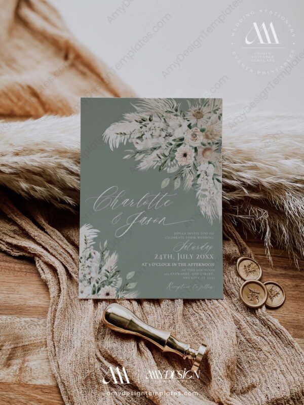 Rustic Greenery Wedding Invitation Card | Sage Green Wedding Set Rustic Greenery Wedding Invitation Card | Sage Green Wedding Set