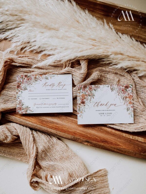 Fall Wedding Invitation Template | Wedding Suite Editable | Terracotta Burnt Orange Fall Wedding Invitation Template | Wedding Suite Editable | Terracotta Burnt Orange