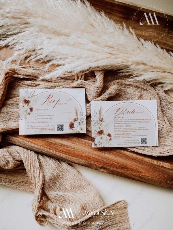 Boho Rustic Wedding Invitations Card Printable | Fall Wedding Invite Template Boho Rustic Wedding Invitations Card Printable | Fall Wedding Invite Template