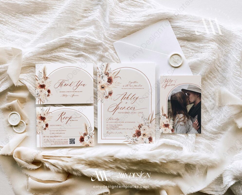 Boho Rustic Wedding Invitations Card Printable | Fall Wedding Invite Template Boho Rustic Wedding Invitations Card Printable | Fall Wedding Invite Template