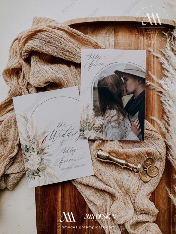 Bohemian Wedding Invitations Card | Rustic Pampas Wedding Invite Suite Bohemian Wedding Invitations Card | Rustic Pampas Wedding Invite Suite