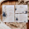 Boho Navy Wedding Invitation Templates | Pampas Wedding Suite Printable Boho Navy Wedding Invitation Templates | Pampas Wedding Suite Printable