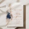 Navy Blue Save The Date Card Template Printable | Save The Date Card with Photos Navy Blue Save The Date Card Template Printable E059