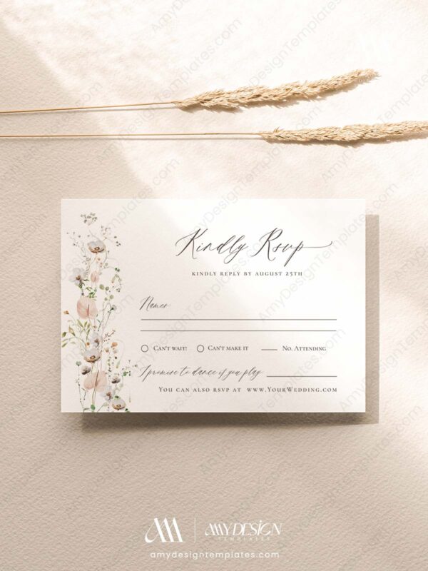 Elegant Wedding Invitation Set Template | Wildflower Wedding Invite Card Elegant Wedding Invitation Set Template | Wildflower Wedding Invite Card