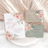 Pink Floral Wedding Invite Set | Boho Dusty Pink Wedding Suite Template | Dusty Rose Eucalyptus