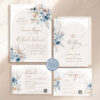 Boho Blue Wedding Invitation Template | Arched Wedding Suite Printable Boho Blue Wedding Invitation Template | Arched Wedding Suite Printable