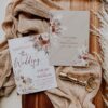 Rustic Boho Fall Wedding Invitations Template Bundle | Earthy Tan Wedding Stationery Printable Fall Boho Wedding Invitations Set | Bohemian Wedding RSVP Templates