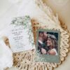 Sage Green Wedding Save The Date Template with Photo | Rustic Save Our Dates | Eucalyptus Sage Green Wedding Save The Date E070