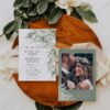 Sage Green Wedding Save The Date Template with Photo | Rustic Save Our Dates | Eucalyptus Sage Green Wedding Save The Date E070