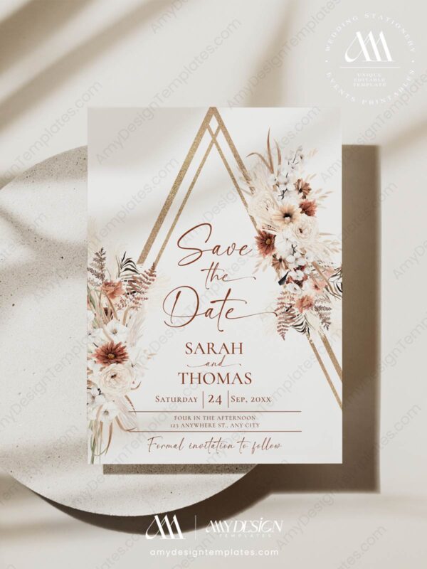Terracotta Boho Save The Date Card E071