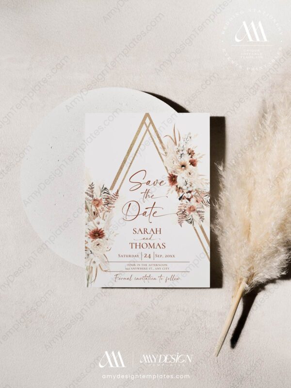 Terracotta Boho Save The Date Card E071