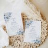 Blue Wedding Save The Dates Template Printable Editable | Floral Save Our Date Card Blue Wedding Save The Dates Template E072