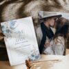 Blue Wedding Save The Dates Template Printable Editable | Floral Save Our Date Card Blue Wedding Save The Dates Template E072