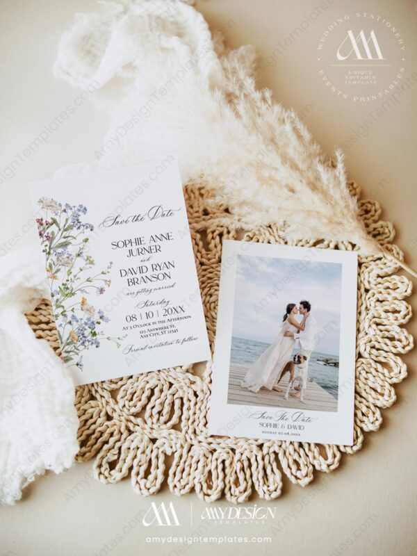Spring Wildflower Save The Date Cards Template E073