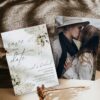 Greenery Rustic Wedding Save The Date Card | Boho Save The Date Template with Photo Greenery Rustic Wedding Save The Date Card E078