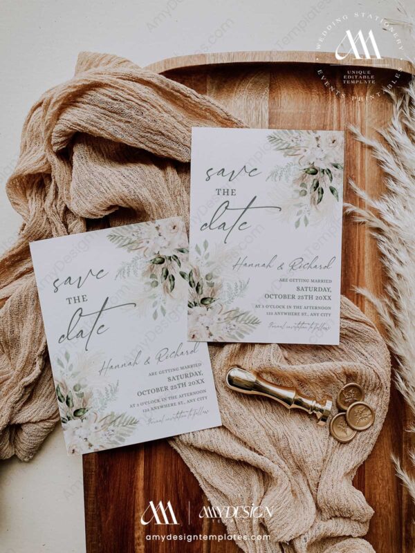 Greenery Rustic Wedding Save The Date Card E078