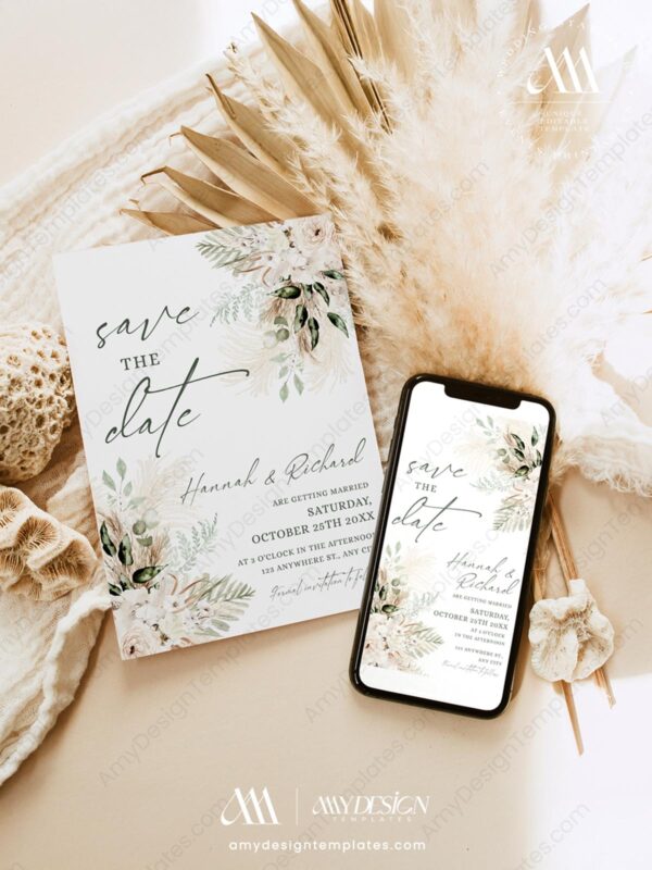 Greenery Rustic Wedding Save The Date Card E078