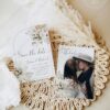 Green Save The Date Template | Boho Floral Photo Wedding Save The Dates Download Green Save The Date Template E079