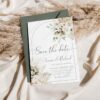 Green Save The Date Template | Boho Floral Photo Wedding Save The Dates Download Green Save The Date Template E079