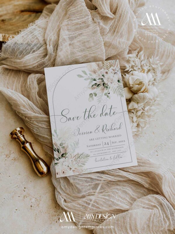 Green Save The Date Template E079