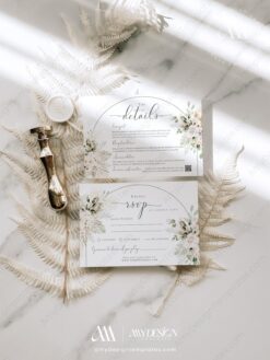 E079 Greenery Wedding Invitations Card Printable Amy Design Template 1