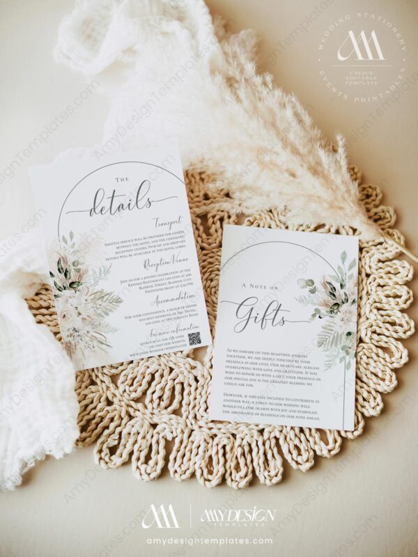 Greenery Wedding Invitations Printable | Boho Arched Wedding Suite Template