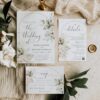 Boho Wedding Invitation Template – Green Pampas Grass Invite Set