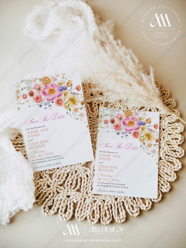 Colorful Floral Save the Date Wedding E083