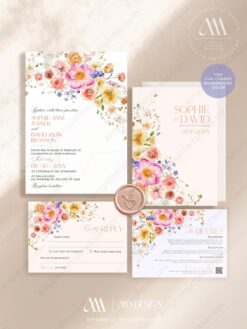Floral Garden Wedding Invitation Suite – Editable Bright Floral Template