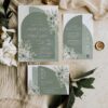 Sage Green Boho Arch Wedding Invitation Card Template Printable | Greenery Wedding Invites Set Sage Green Boho Arch Wedding Invitation Card Template Printable | Greenery Wedding Invites Set